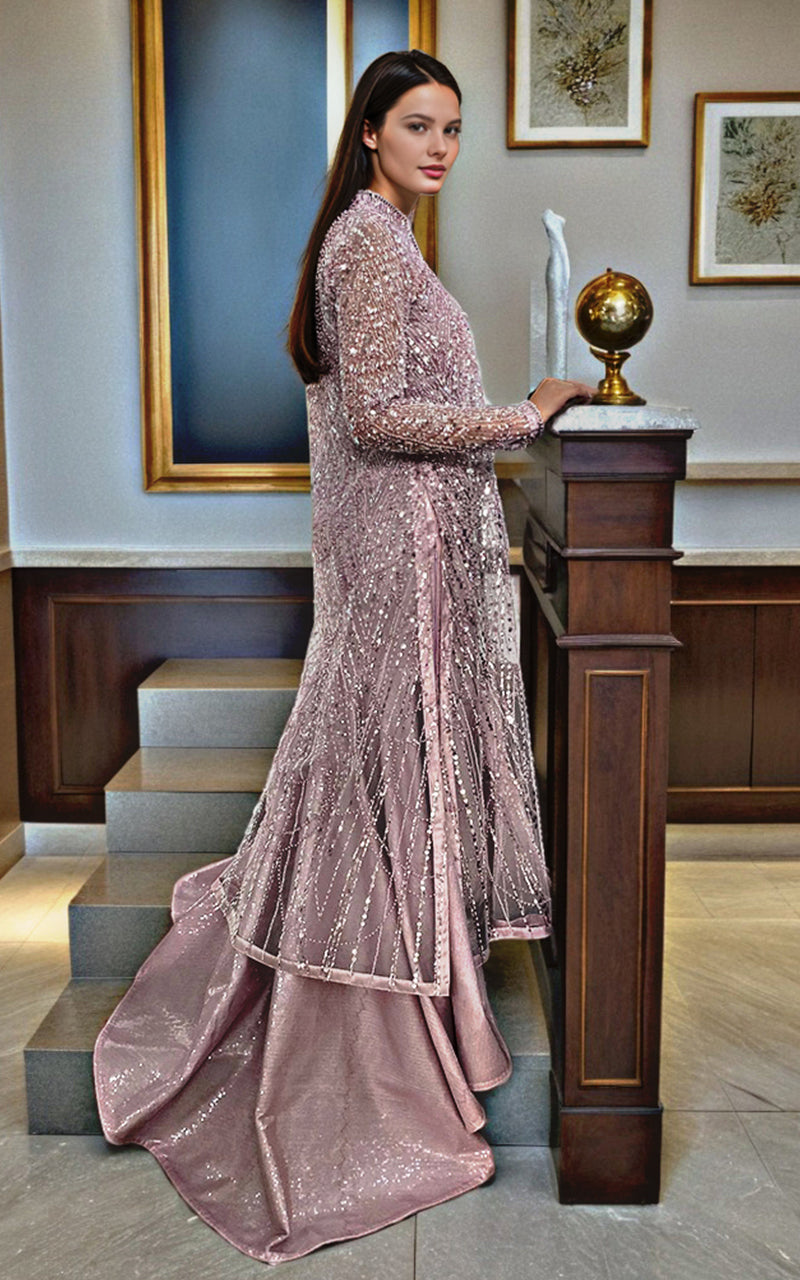 Threads and Motifs | Formal Dresses 25 | Net Embroidered Jacket With Maxi - Official Threads and Motifs stockist in UK - Sakeena London