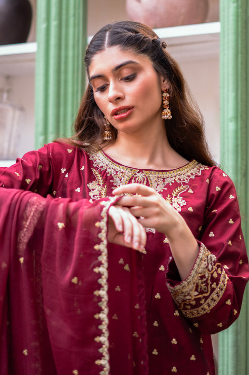 Kross Kulture | Luxury Baharaneh | Baharaneh (Maroon) KLX-00922 - Official Kross Kulture stockist in UK - Sakeena London