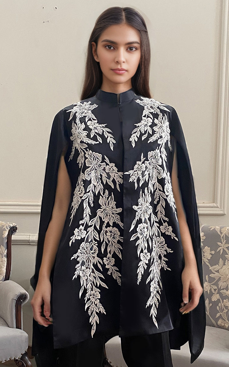Threads and Motifs | Formal Dresses 25 | Embroidered Cape With Trouser - Official Threads and Motifs stockist in UK - Sakeena London
