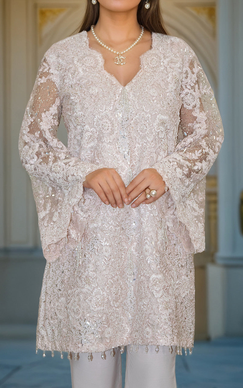 Threads and Motifs | Formal Dresses 25 | Net Cut Dana Shirt With Trouser - Official Threads and Motifs stockist in UK - Sakeena London