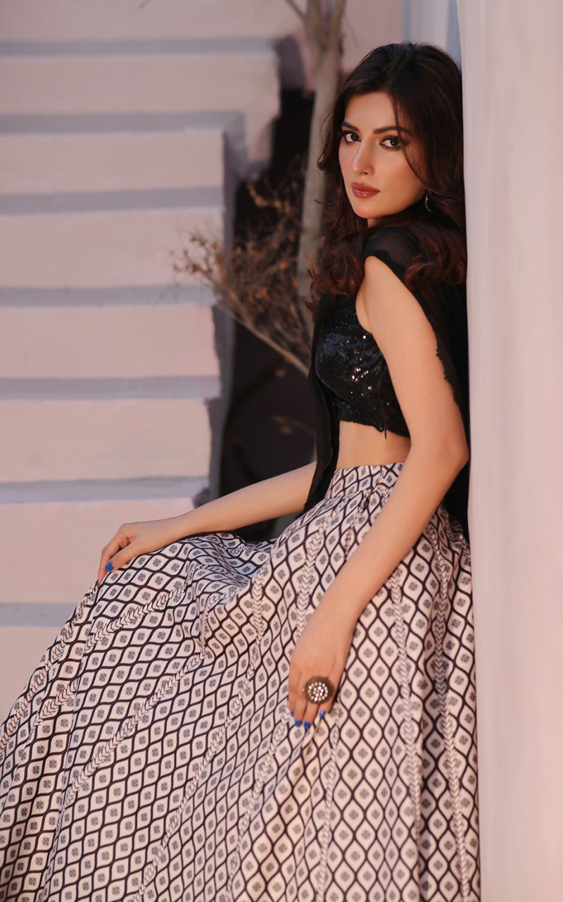 Threads and Motifs | Formal Dresses 25 | Sequins Blouse With Printed Lehenga And Dupatta - Official Threads and Motifs stockist in UK - Sakeena London