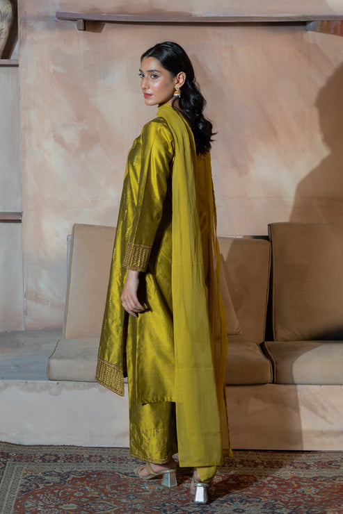 Kross Kulture | Luxury Baharaneh | Tazehro (Olive) KLX-00930 - Official Kross Kulture stockist in UK - Sakeena London