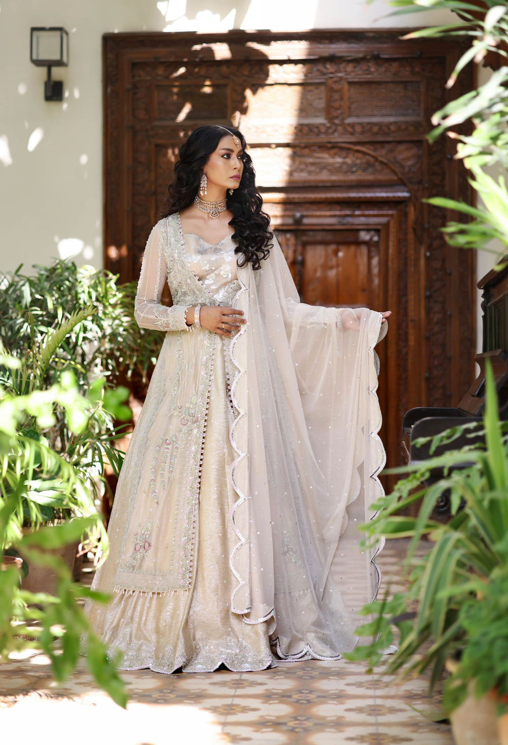 Wahaj M Khan | Nur Festive | Ivory Net Nur Gown