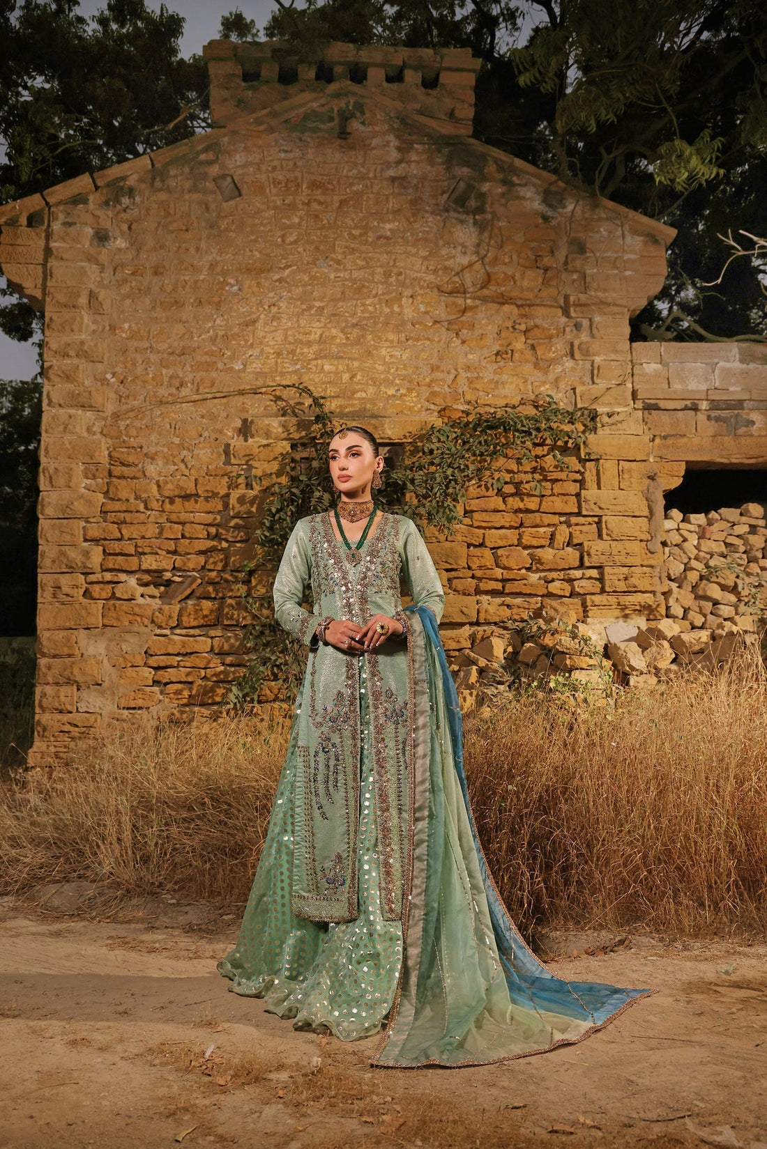 Wahaj M Khan | Banno Wedding Formals | Ferozi Rosegold Bano Jacket - Official Wahaj M Khan stockist in UK - Sakeena London