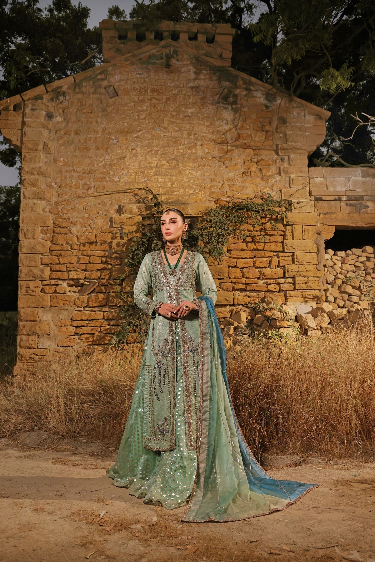 Wahaj M Khan | Banno Wedding Formals | Ferozi Rosegold Bano Jacket - Official Wahaj M Khan stockist in UK - Sakeena London