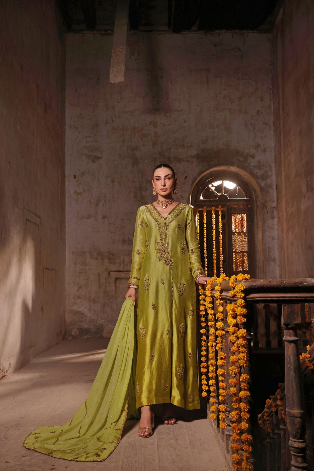 Wahaj M Khan | Banno Wedding Formals | Electric classic Green Bano - Official Wahaj M Khan stockist in UK - Sakeena London