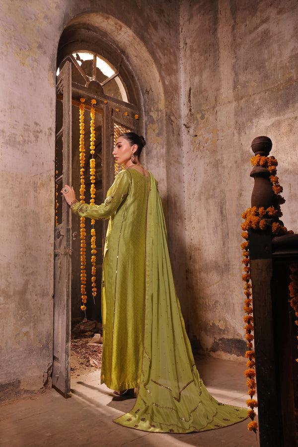 Wahaj M Khan | Banno Wedding Formals | Electric classic Green Bano - Official Wahaj M Khan stockist in UK - Sakeena London