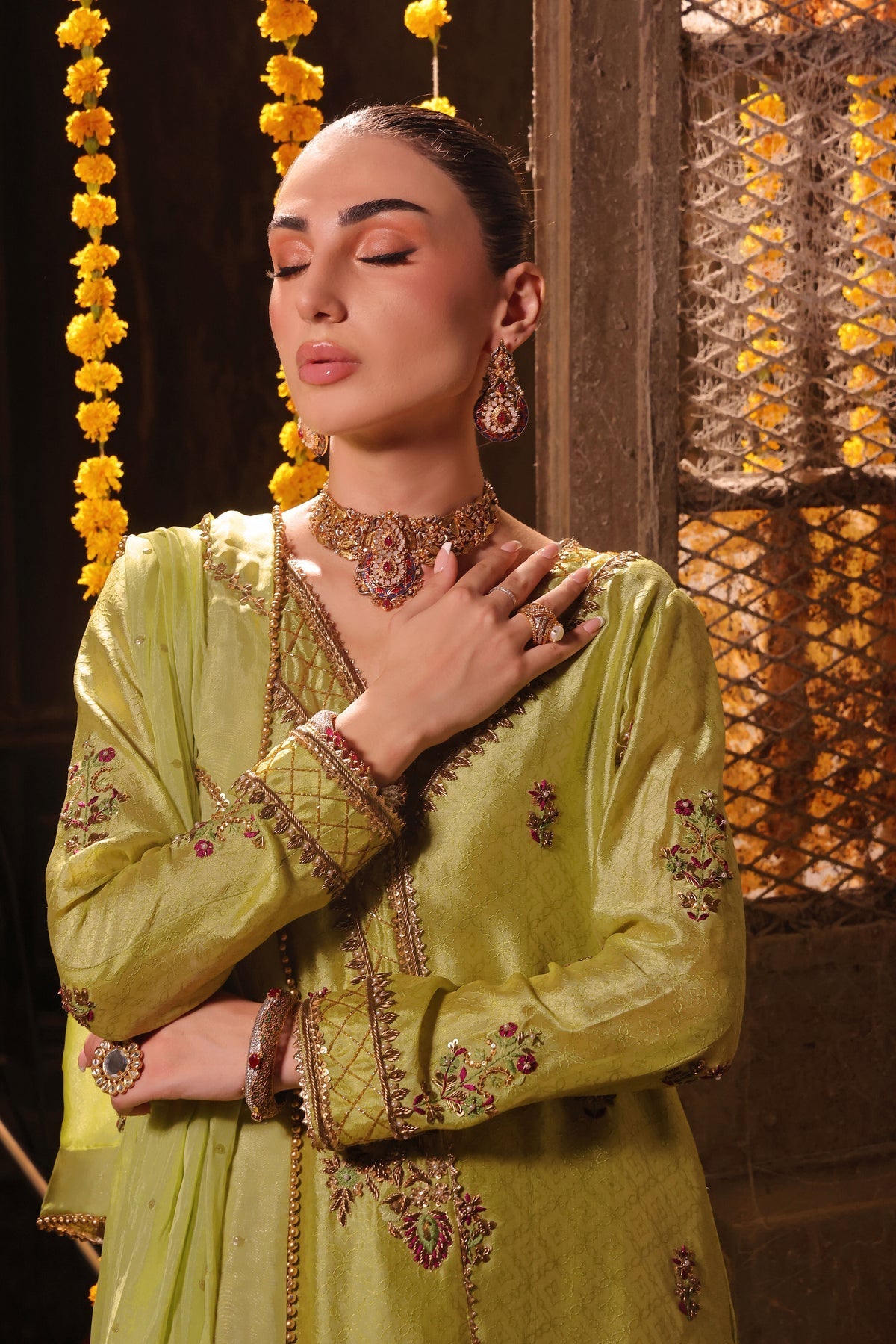 Wahaj M Khan | Banno Wedding Formals | Electric classic Green Bano - Official Wahaj M Khan stockist in UK - Sakeena London