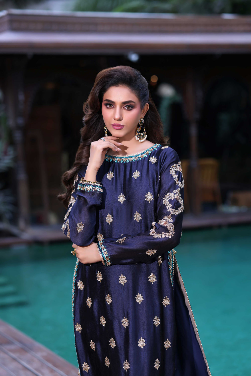 Wahaj M Khan | Nur Festive | Midnight Navy with Teal Nur Set