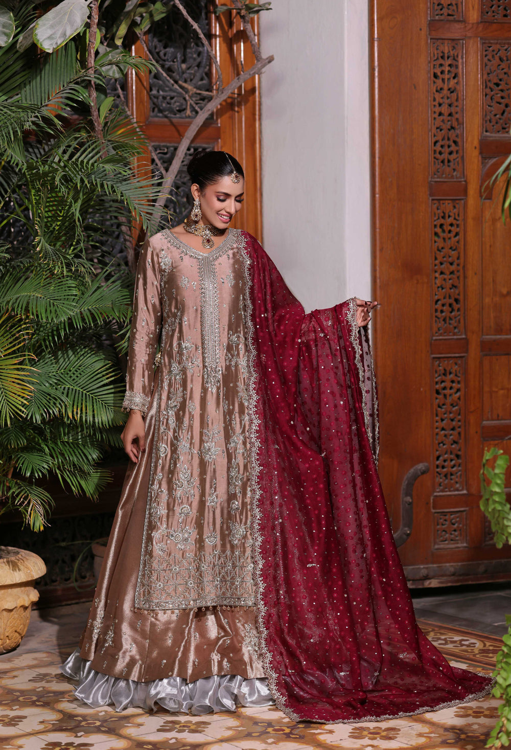 Wahaj M Khan | Nur Festive | Coffee Maroon Gold Luxe Nur LS