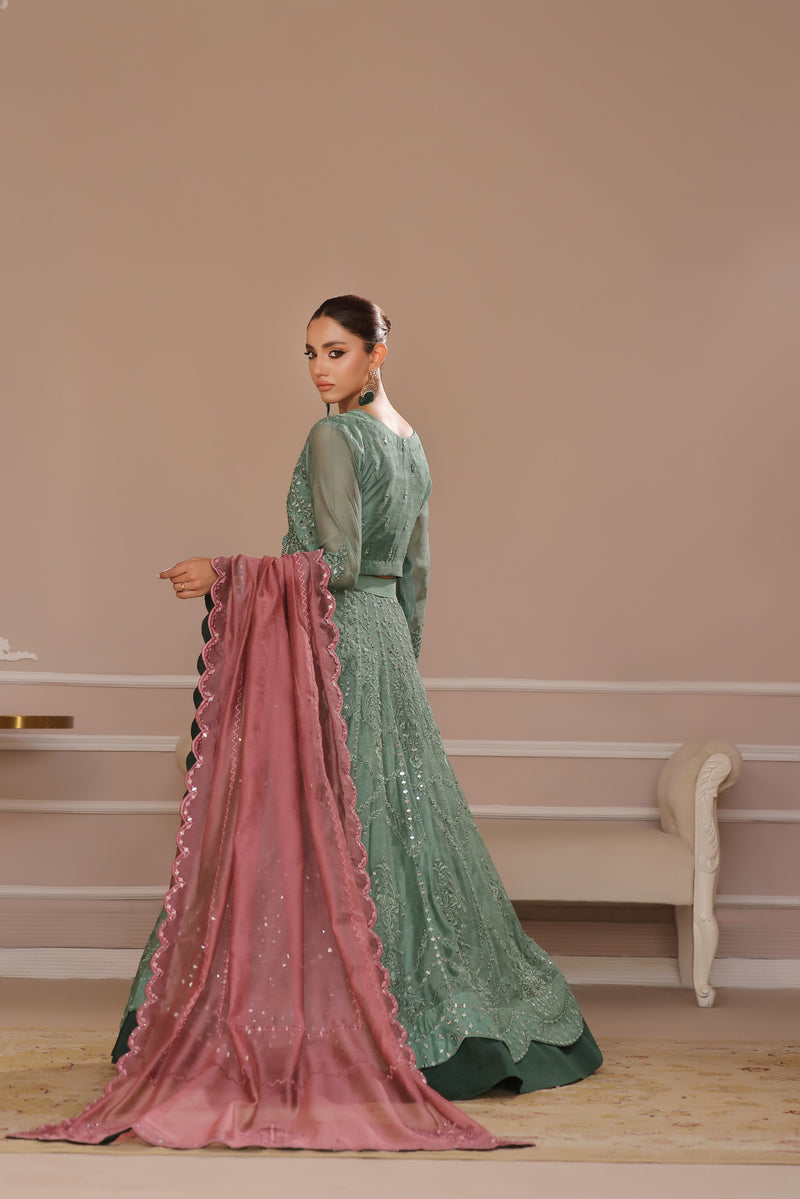 Wahaj M Khan | Banno Formals | GREEN LAVENDER BANO2 LC - Official Wahaj M Khan stockist in UK - Sakeena London