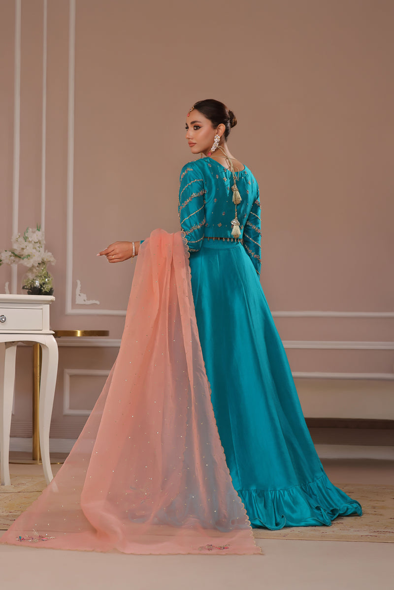 Wahaj M Khan | Banno Formals | TURQOIUSE BANO2 LC - Official Wahaj M Khan stockist in UK - Sakeena London