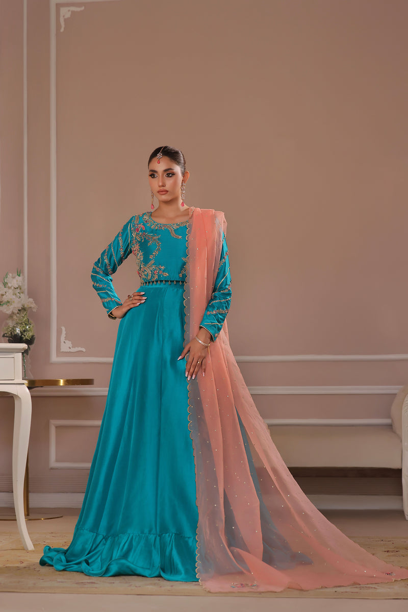 Wahaj M Khan | Banno Formals | TURQOIUSE BANO2 LC - Official Wahaj M Khan stockist in UK - Sakeena London