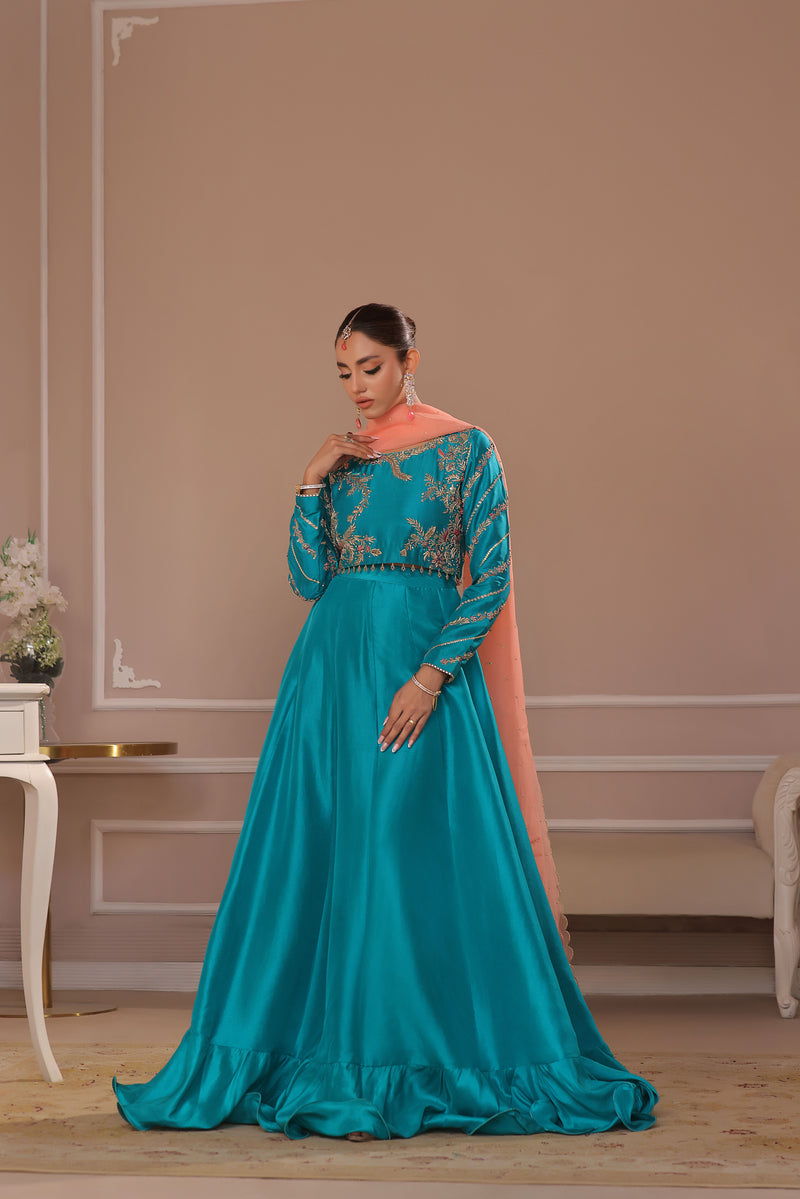 Wahaj M Khan | Banno Formals | TURQOIUSE BANO2 LC - Official Wahaj M Khan stockist in UK - Sakeena London