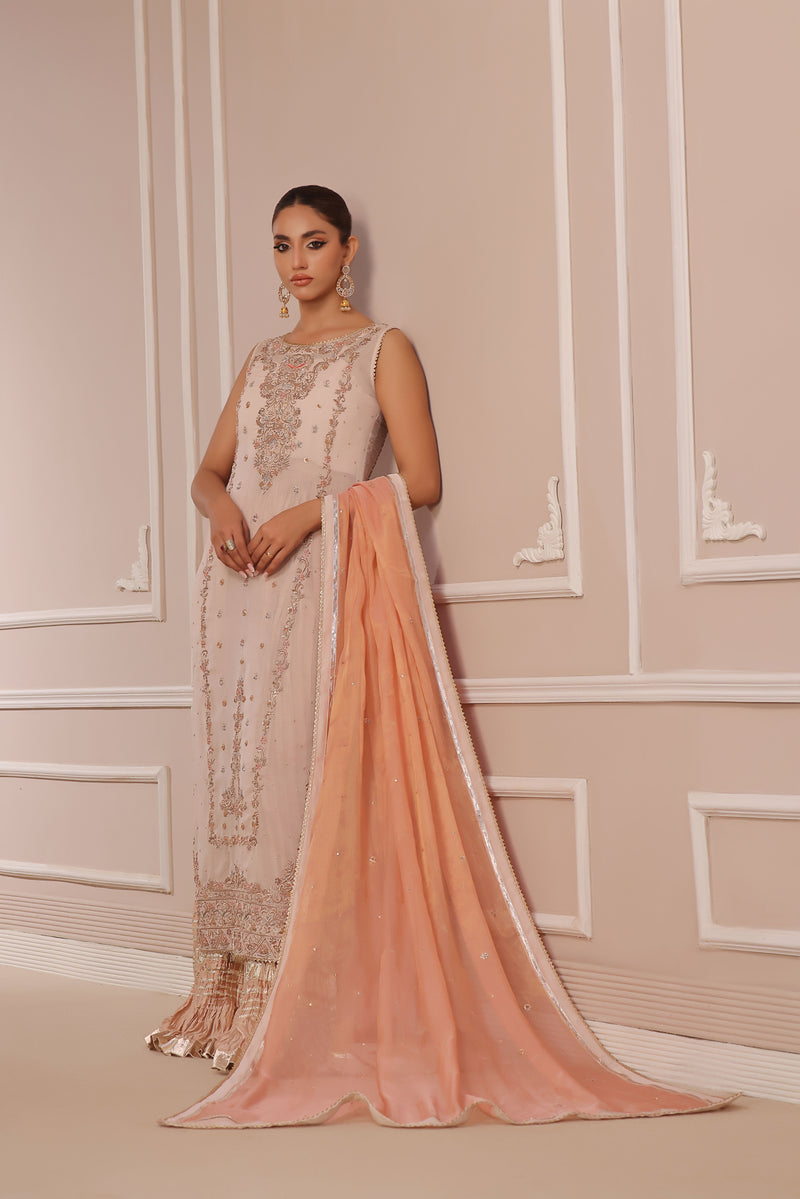 Wahaj M Khan | Banno Formals | PEACH HEAVY BANO2 SHIRT - Official Wahaj M Khan stockist in UK - Sakeena London