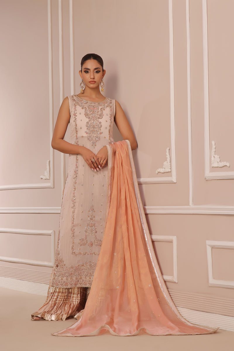 Wahaj M Khan | Banno Formals | PEACH HEAVY BANO2 SHIRT - Official Wahaj M Khan stockist in UK - Sakeena London