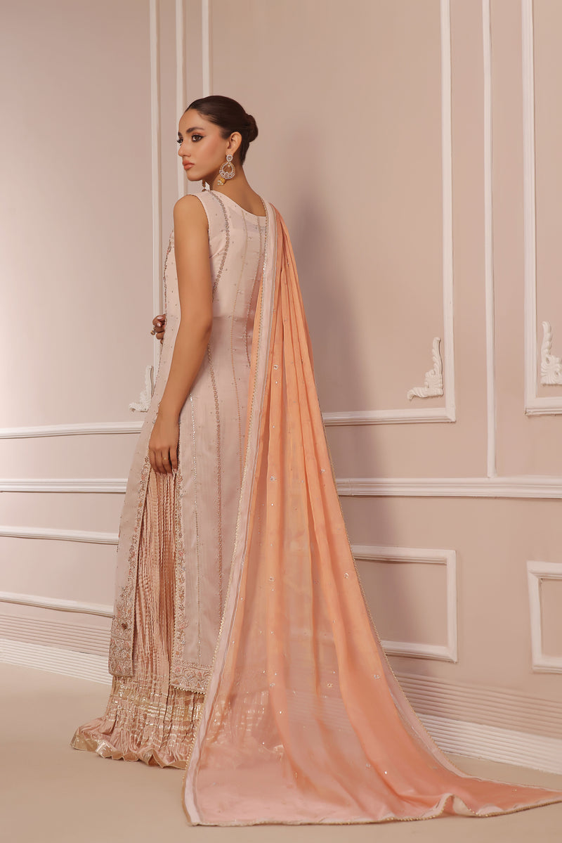 Wahaj M Khan | Banno Formals | PEACH HEAVY BANO2 SHIRT - Official Wahaj M Khan stockist in UK - Sakeena London