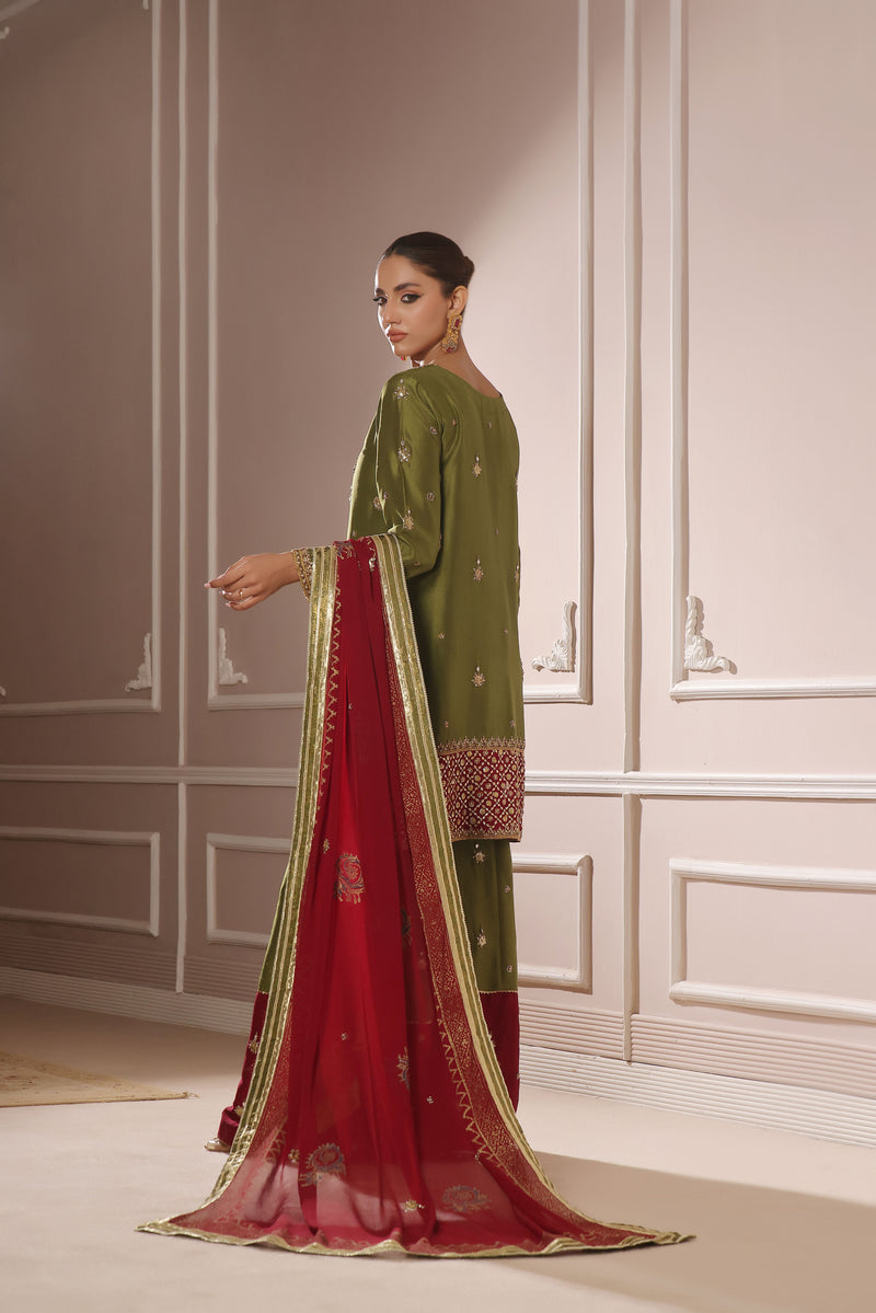 Wahaj M Khan | Banno Formals | DHANI MAROON BANO2 PALLAZZO SET - Official Wahaj M Khan stockist in UK - Sakeena London