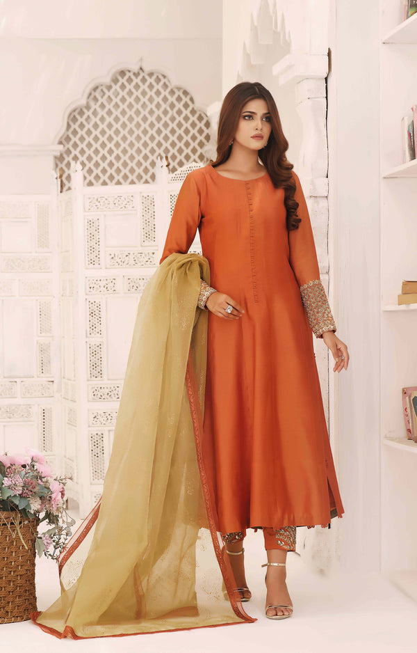Wahajmkhan | Sitara Formals | RUST & DHANI OUTFIT - Official Wahaj M.Khan stockist in UK - Sakeena London