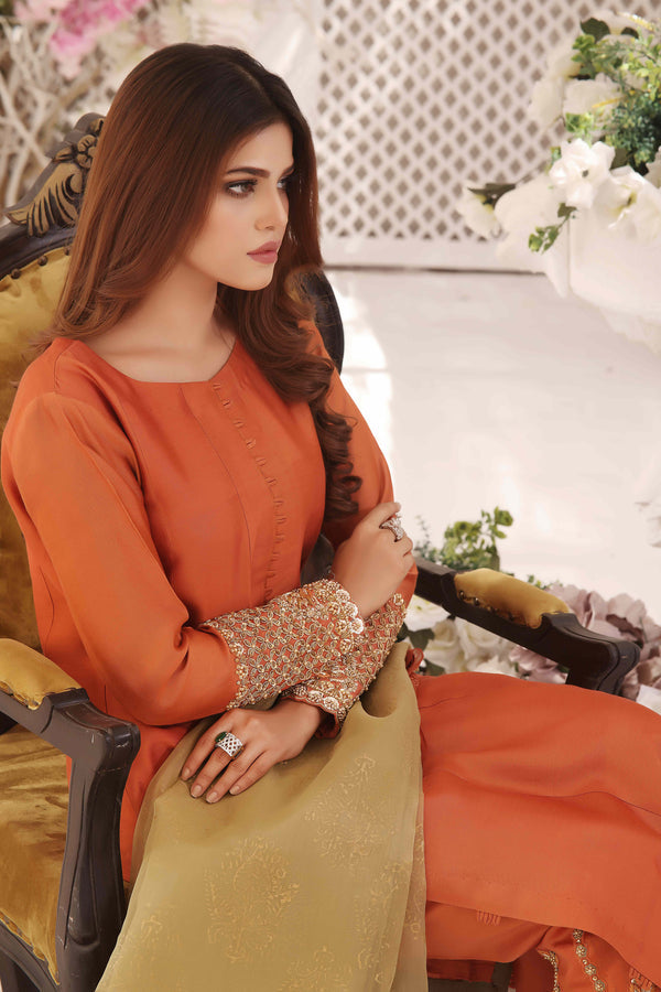 Wahajmkhan | Sitara Formals | RUST & DHANI OUTFIT - Official Wahaj M.Khan stockist in UK - Sakeena London