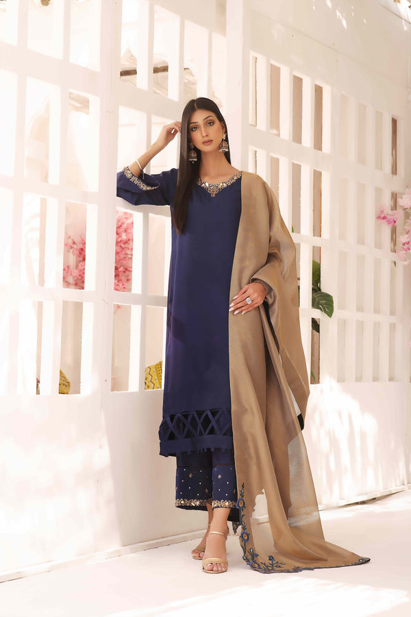Wahajmkhan | Sitara Formals | NAVY & GOLD OUTFIT - Official Wahaj M.Khan stockist in UK - Sakeena London