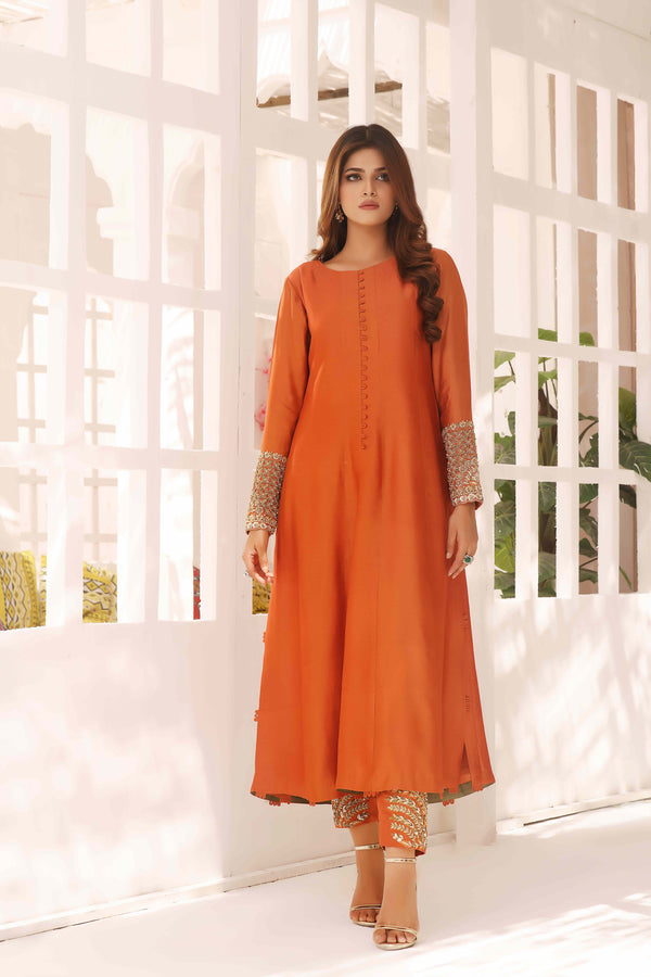 Wahajmkhan | Sitara Formals | RUST & DHANI OUTFIT - Official Wahaj M.Khan stockist in UK - Sakeena London