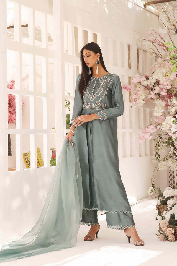 Wahajmkhan | Sitara Formals | SCHOOL GREY KAFTAN OUTFIT - Official Wahaj M.Khan stockist in UK - Sakeena London
