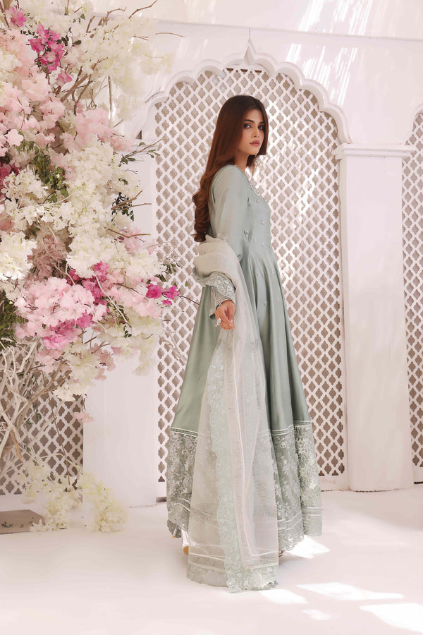 Wahajmkhan | Sitara Formals | MINT SILK ANARKALI OUTFIT - Official Wahaj M.Khan stockist in UK - Sakeena London