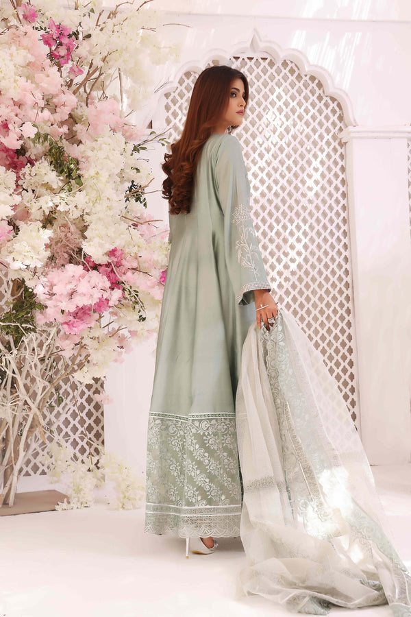 Wahajmkhan | Sitara Formals | MINT SILK ANARKALI OUTFIT - Official Wahaj M.Khan stockist in UK - Sakeena London