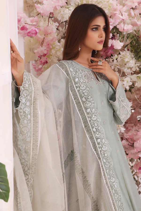 Wahajmkhan | Sitara Formals | MINT SILK ANARKALI OUTFIT - Official Wahaj M.Khan stockist in UK - Sakeena London