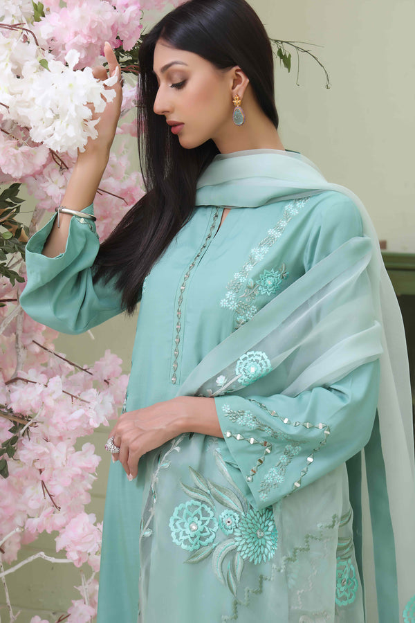 Wahajmkhan | Sitara Formals | SEA GREEN RAWSILK OUTFIT - Official Wahaj M.Khan stockist in UK - Sakeena London