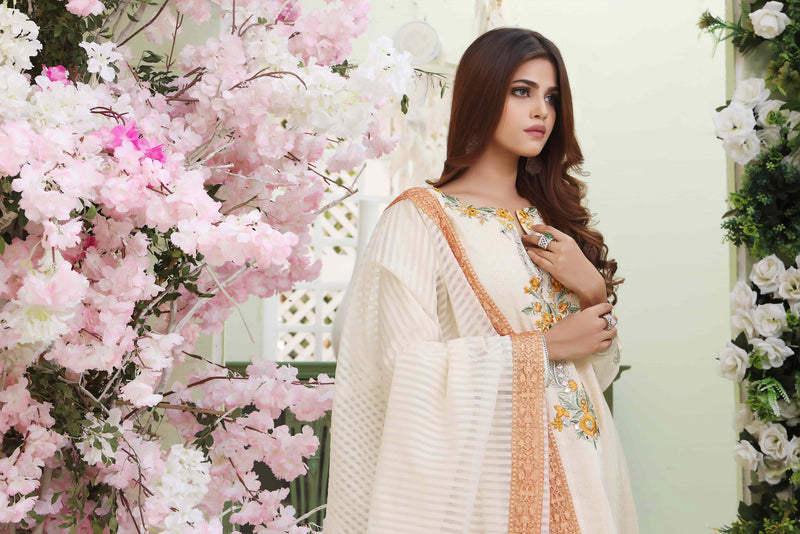 Wahajmkhan | Sitara Formals | IVORY COTTON OUTFIT - Official Wahaj M.Khan stockist in UK - Sakeena London