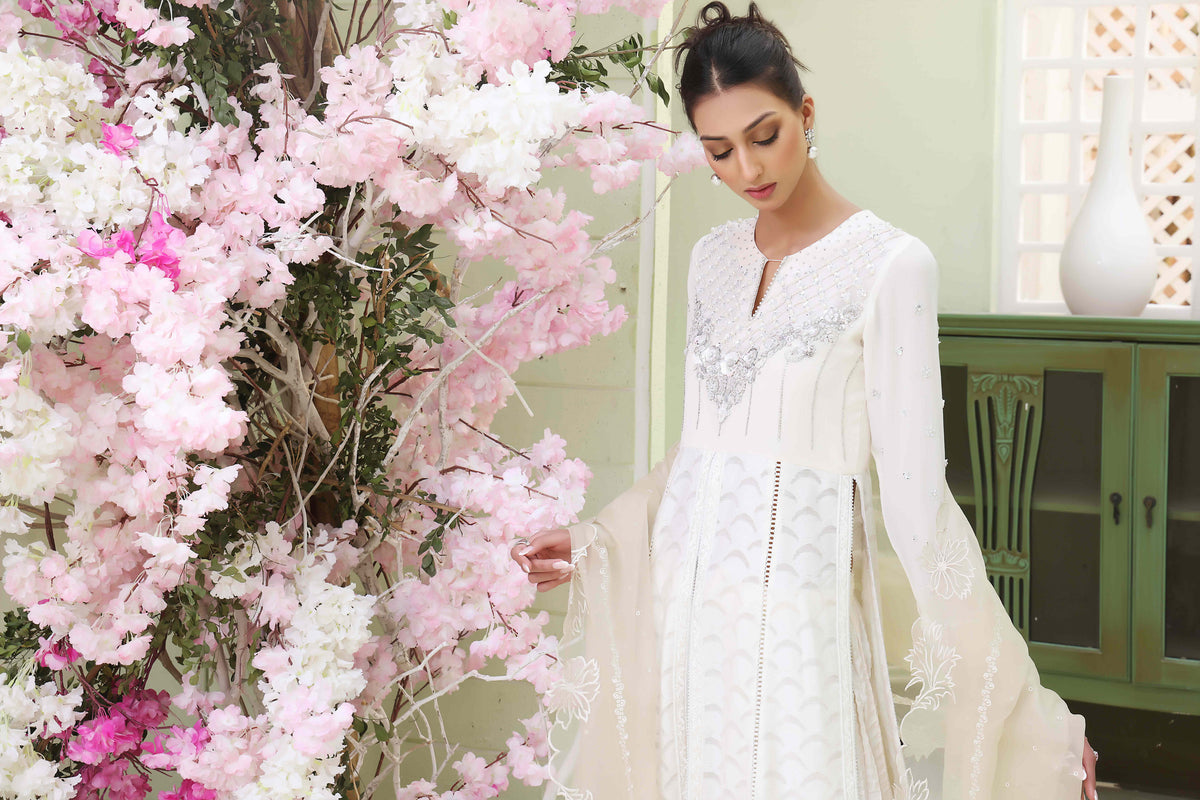 Wahajmkhan | Sitara Formals | WHITE BODICE OUTFIT - Official Wahaj M.Khan stockist in UK - Sakeena London