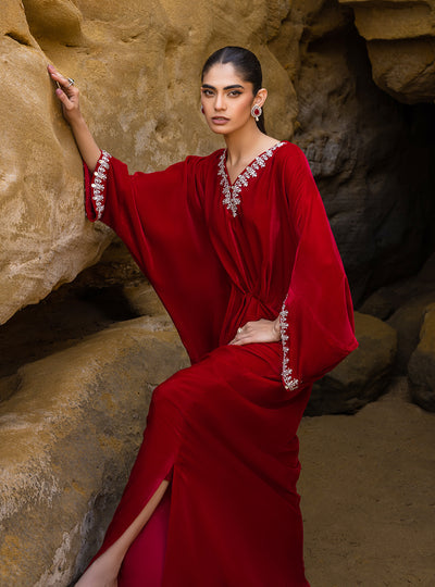Zainab Chottani | The Kaftan Edit | Capri Red - Official Zainab Chottani stockist in UK - Sakeena London