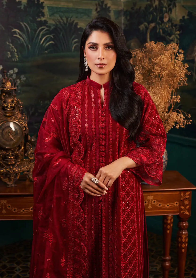 Zainab Chottani | Embroidered Velvet | SURKH D-05 - Official Zainab Chottani stockist in UK - Sakeena London