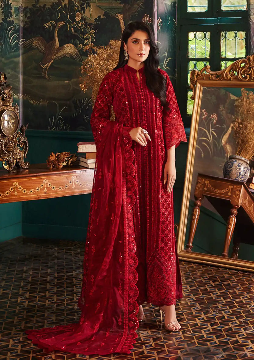 Zainab Chottani | Embroidered Velvet | SURKH D-05 - Official Zainab Chottani stockist in UK - Sakeena London