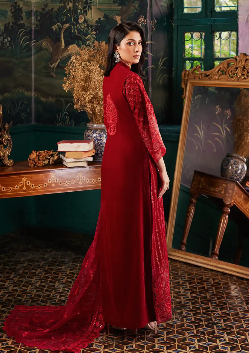 Zainab Chottani | Embroidered Velvet | SURKH D-05 - Official Zainab Chottani stockist in UK - Sakeena London