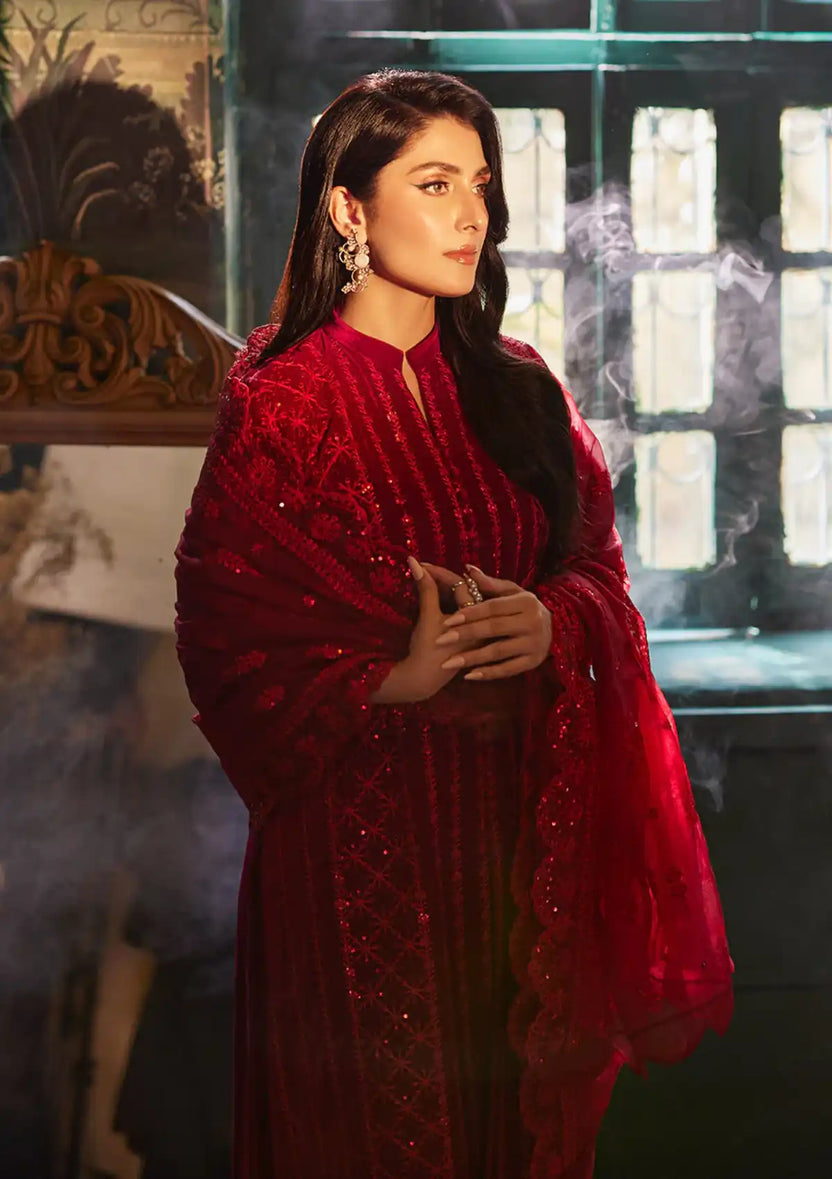 Zainab Chottani | Embroidered Velvet | SURKH D-05 - Official Zainab Chottani stockist in UK - Sakeena London