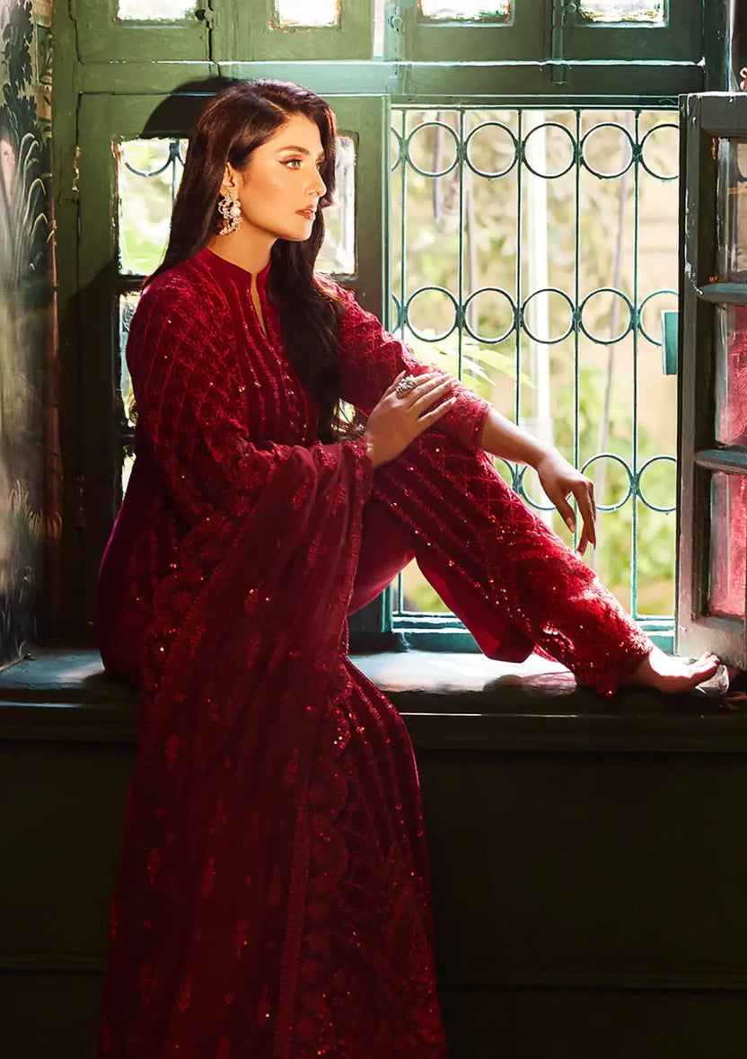 Zainab Chottani | Embroidered Velvet | SURKH D-05 - Official Zainab Chottani stockist in UK - Sakeena London