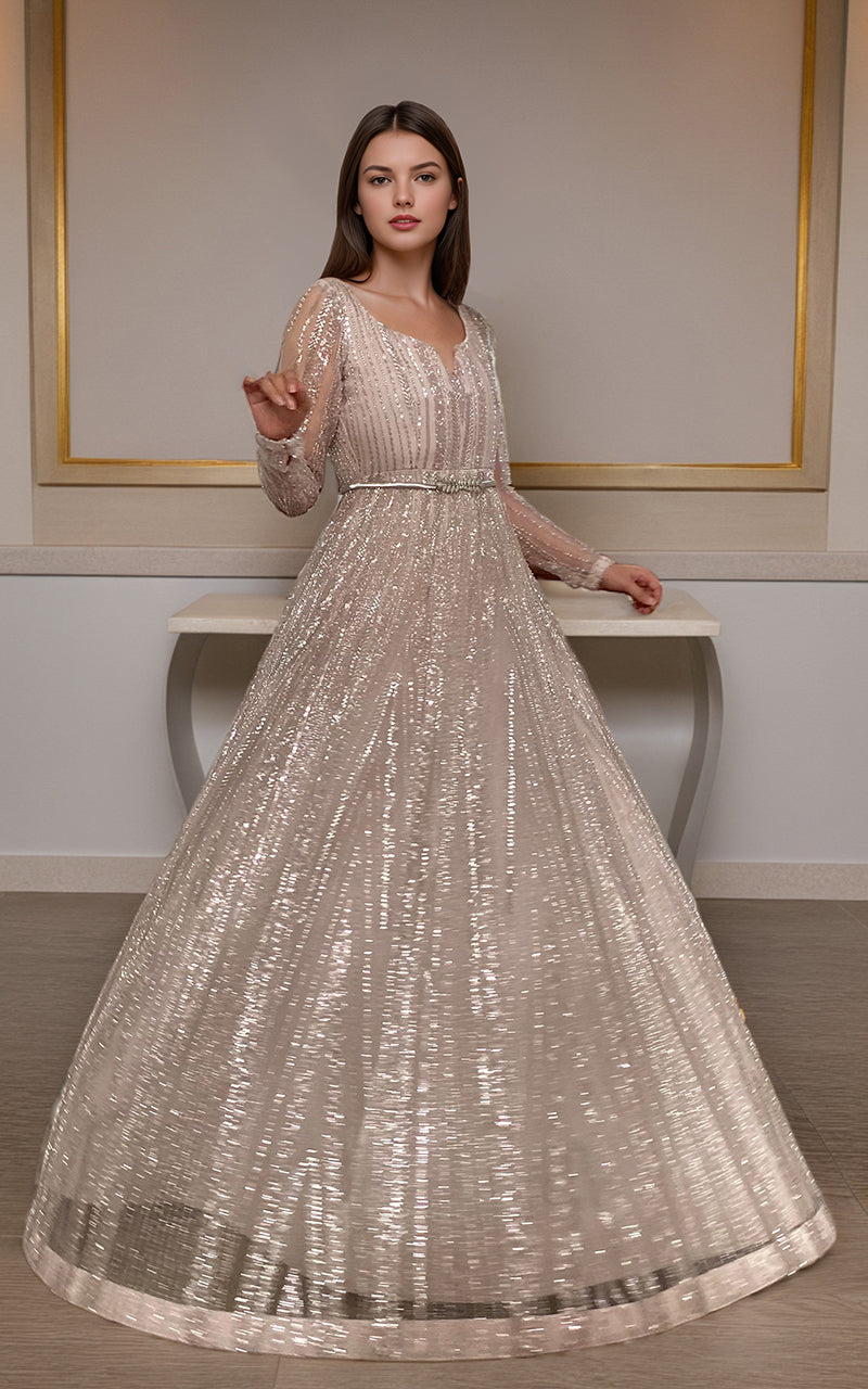Threads and Motifs | Formal Dresses 25 | Net Embroidered Maxi - Official Threads and Motifs stockist in UK - Sakeena London