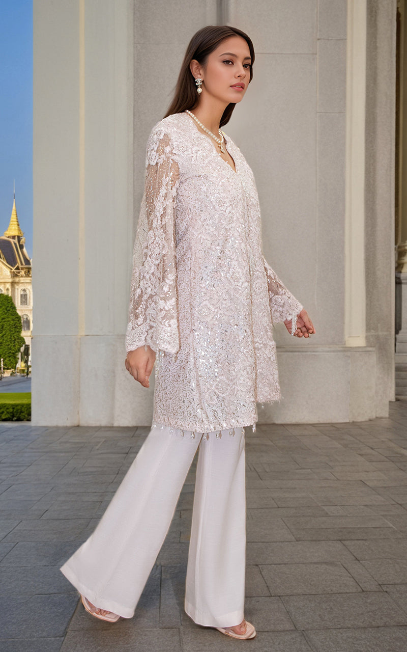Threads and Motifs | Formal Dresses 25 | Net Cut Dana Shirt With Trouser - Official Threads and Motifs stockist in UK - Sakeena London