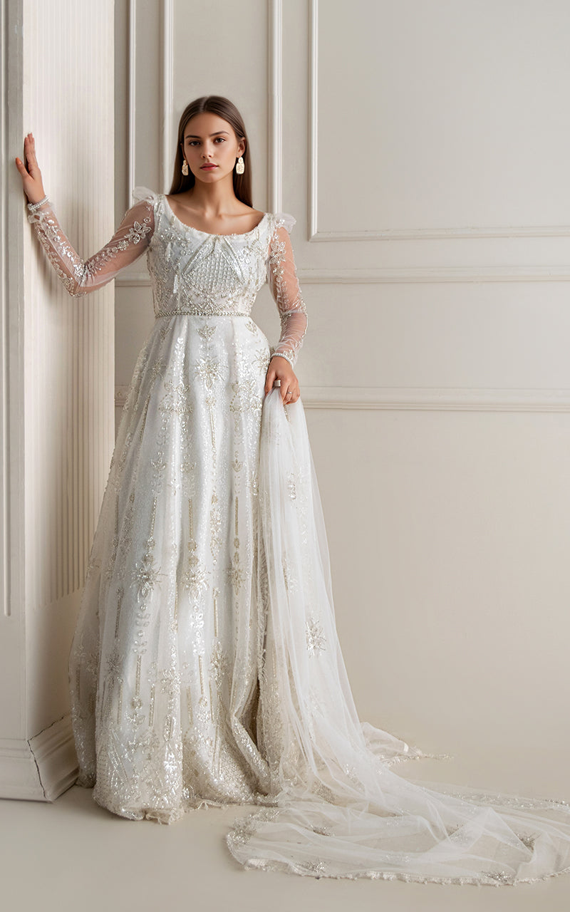 Threads and Motifs | Formal Dresses 25 | Net Embroidered Maxi - Official Threads and Motifs stockist in UK - Sakeena London