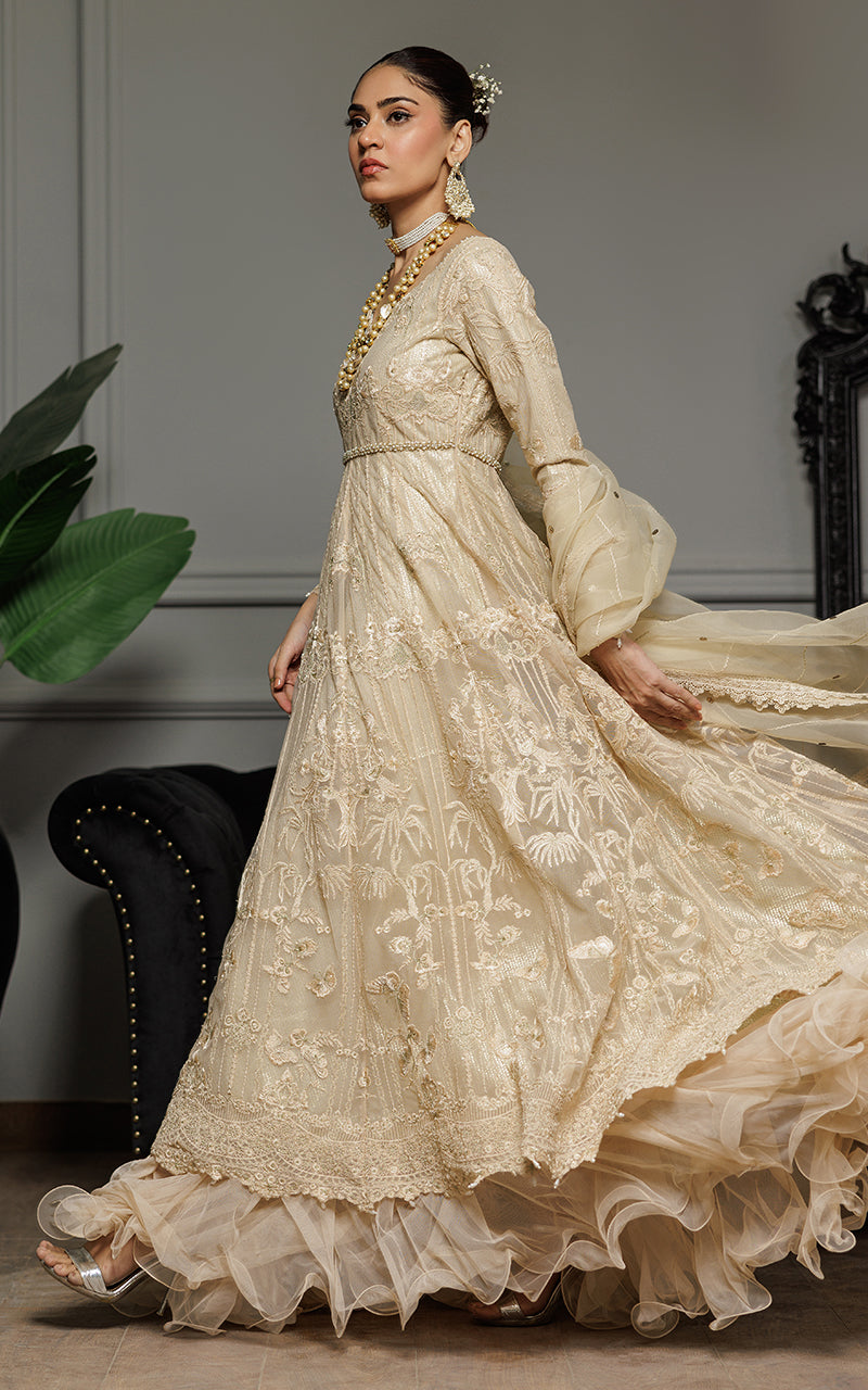 Threads and Motifs | Formal Dresses 25 | Net Embroidered Maxi - Official Threads and Motifs stockist in UK - Sakeena London