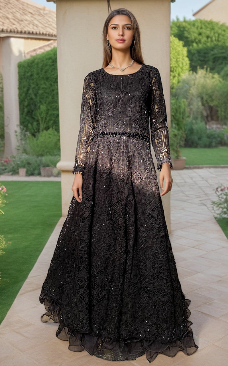 Threads and Motifs | Formal Dresses 25 | ORGANZA EMBROIDERED BLOUSE WITH EMBROIDERED LEHENGA - Official Threads and Motifs stockist in UK - Sakeena London