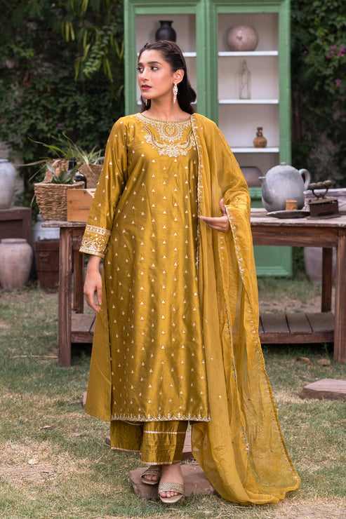 Kross Kulture | Luxury Baharaneh | Baharaneh (Olive) KLX-00928 - Official Kross Kulture stockist in UK - Sakeena London