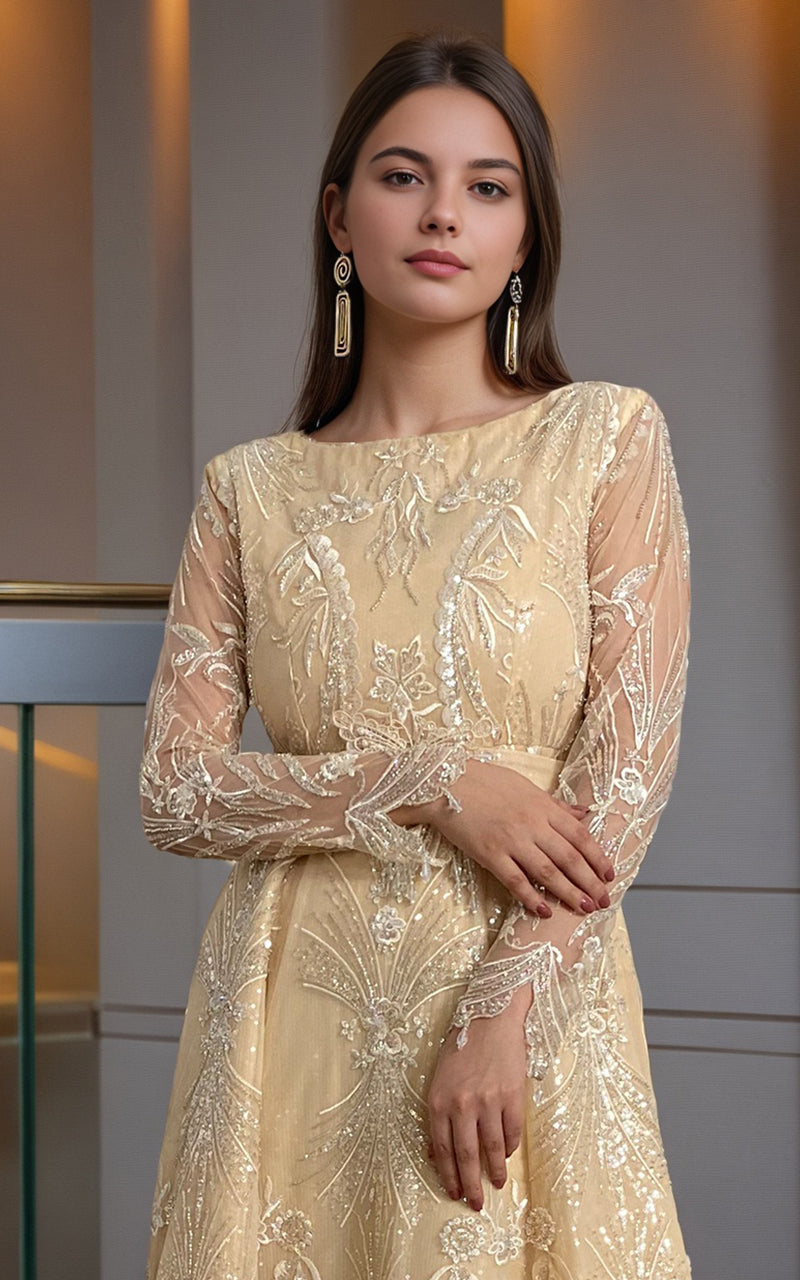 Threads and Motifs | Formal Dresses 25 | Net Embroidered Maxi - Official Threads and Motifs stockist in UK - Sakeena London