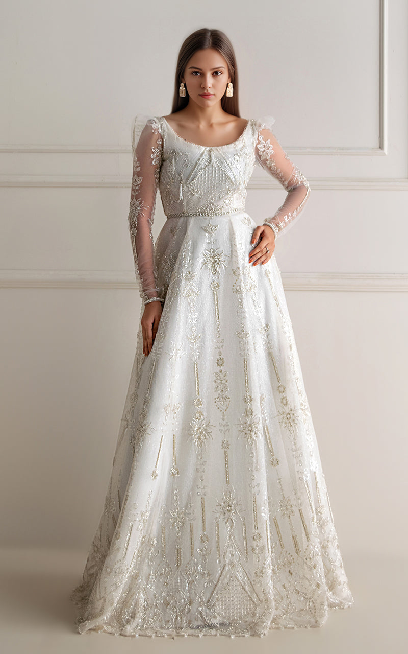 Threads and Motifs | Formal Dresses 25 | Net Embroidered Maxi - Official Threads and Motifs stockist in UK - Sakeena London