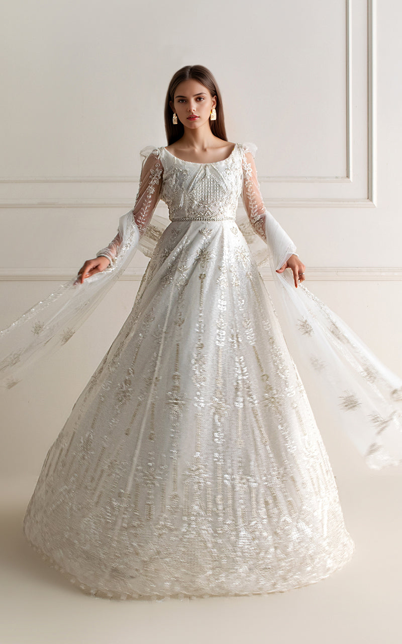 Threads and Motifs | Formal Dresses 25 | Net Embroidered Maxi - Official Threads and Motifs stockist in UK - Sakeena London