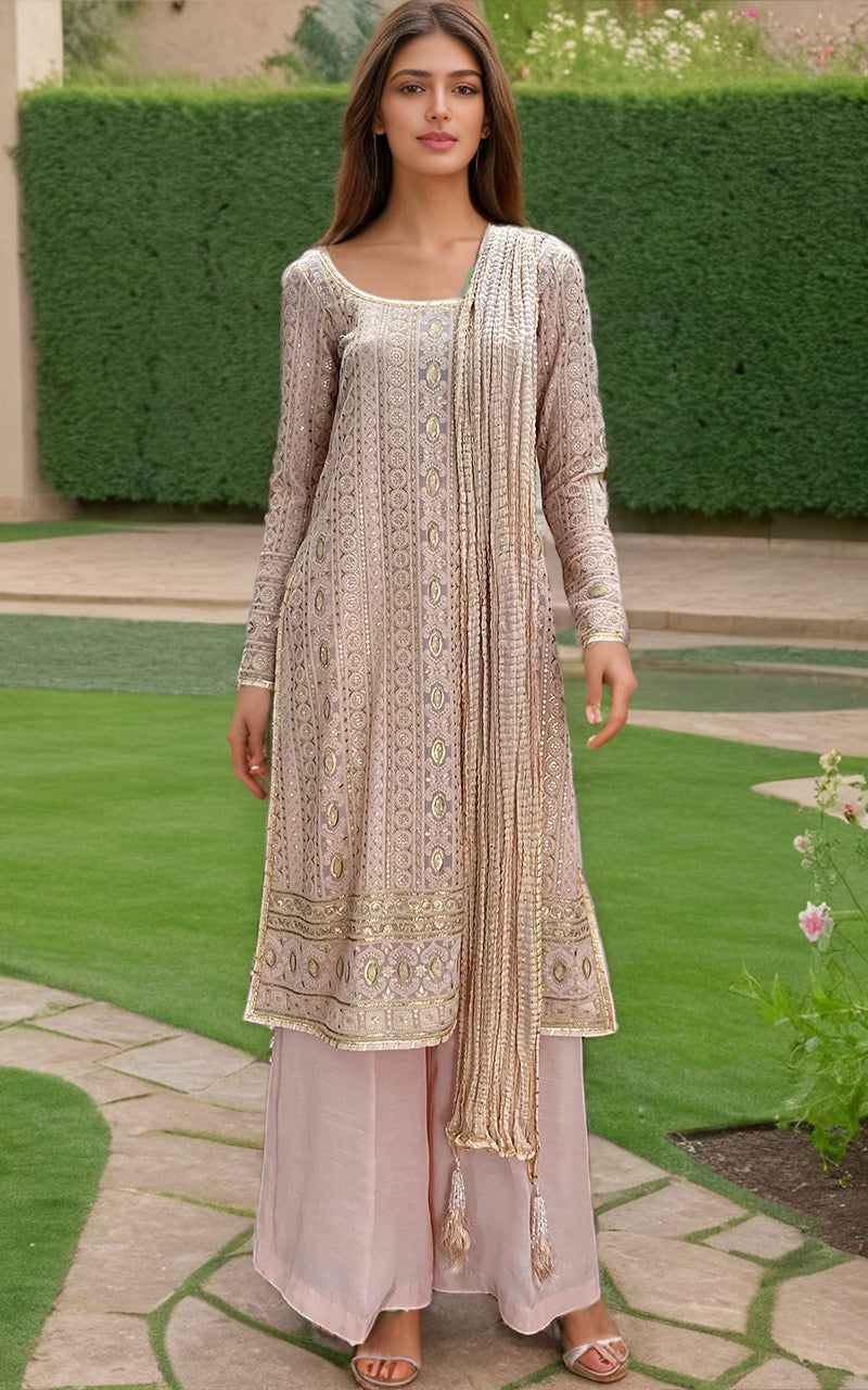 Threads and Motifs | Formal Dresses 25 | Embroidered Shirt With Trouser And Dupatta - Official Threads and Motifs stockist in UK - Sakeena London