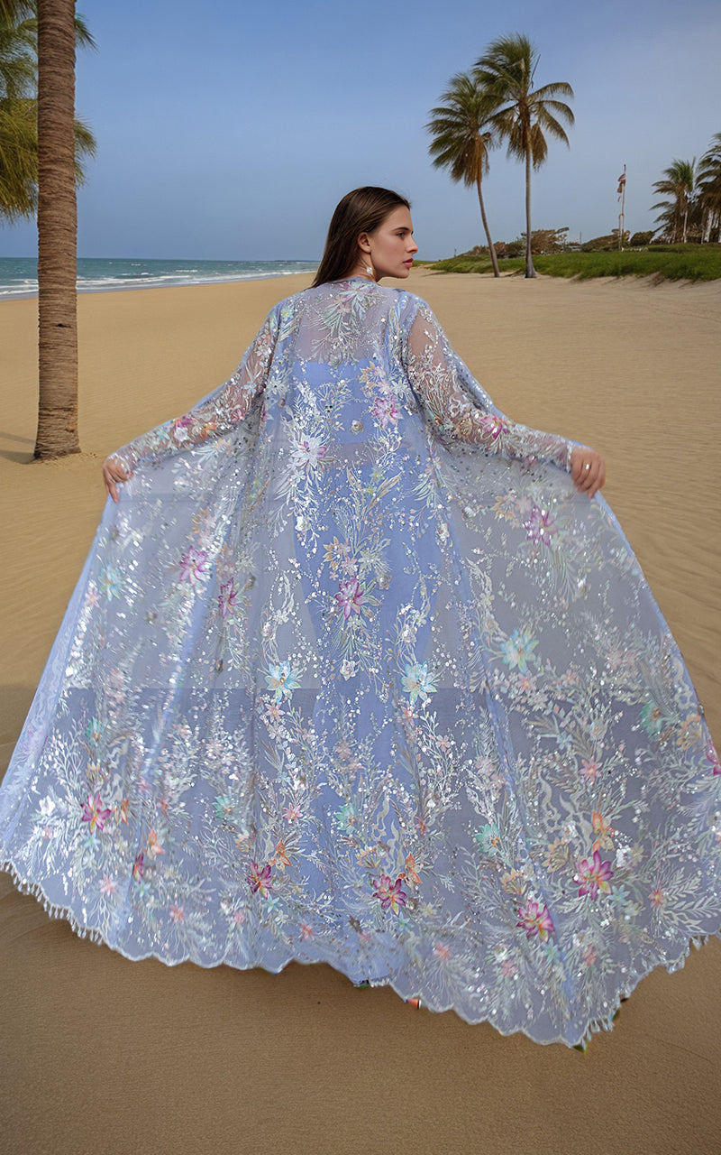 Threads and Motifs | Formal Dresses 25 | Net Embroidered Jacket - Official Threads and Motifs stockist in UK - Sakeena London